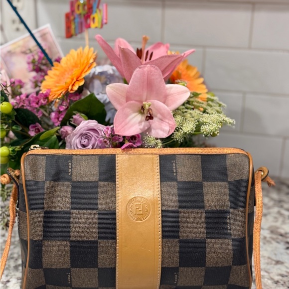 Fendi Black and Tan Checkered Crossbody Bag - Picture 14 of 15